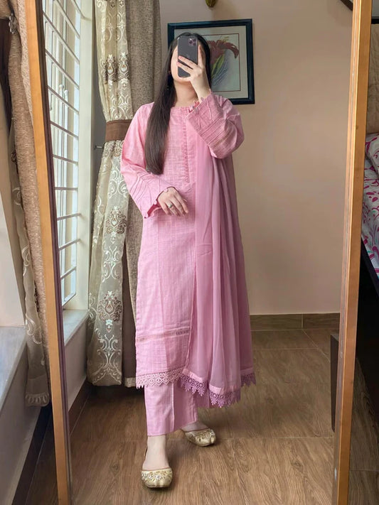 3 Piece - Lawn Dobby Dress